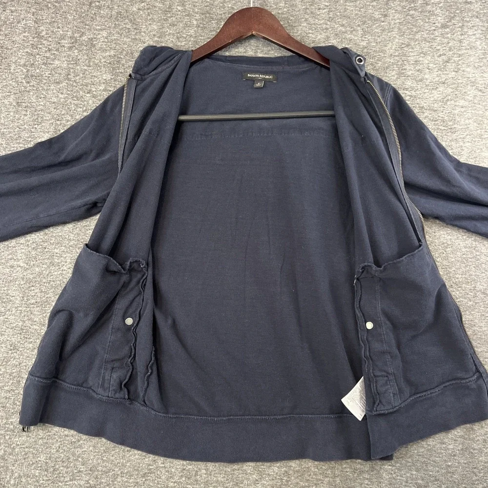 Banana Republic Hoodie Mens Small Black Full Zip Hooded Jacket Sweatshirt Cotton